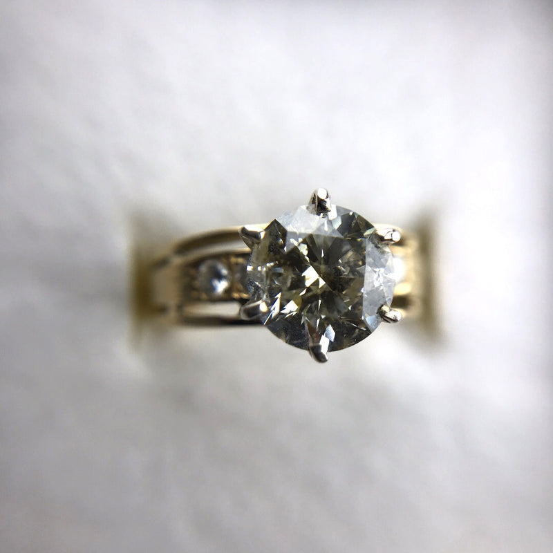 18ct yellow white gold solitaire brilliant cut diamond ring evaluation value $20k