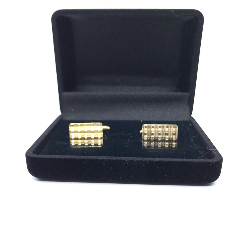 9ct Gold solid cufflinks octagonal diamond cut pattern face West Germany AD mark Pforzheim Vintage