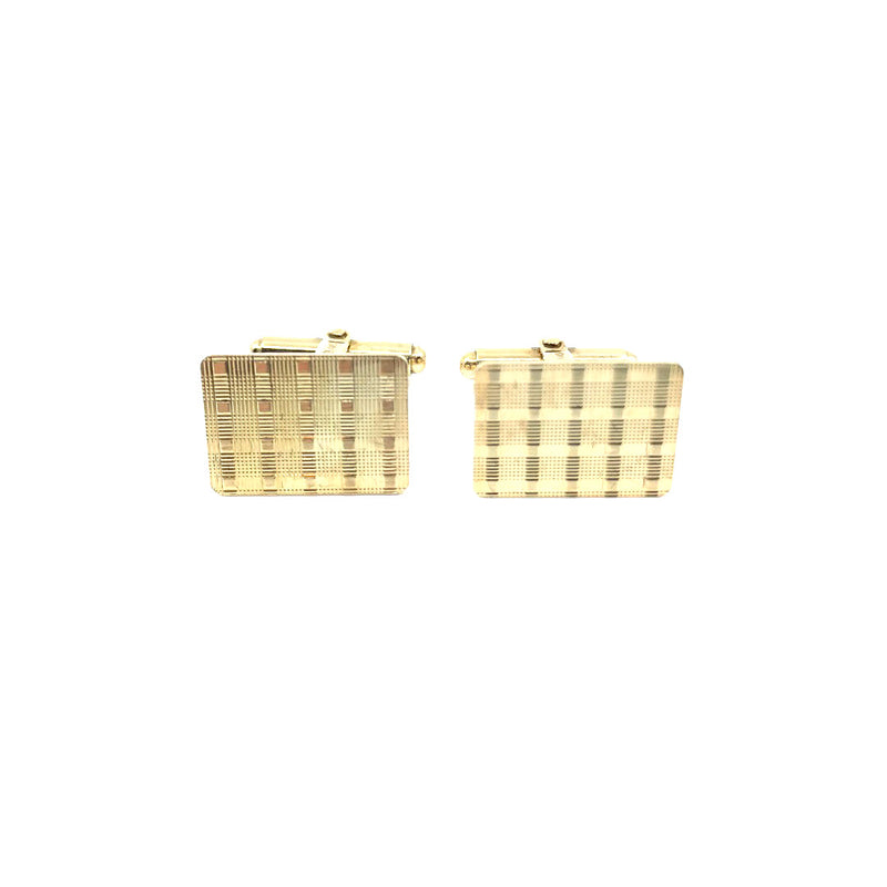 9ct Gold solid cufflinks octagonal diamond cut pattern face West Germany AD mark Pforzheim Vintage