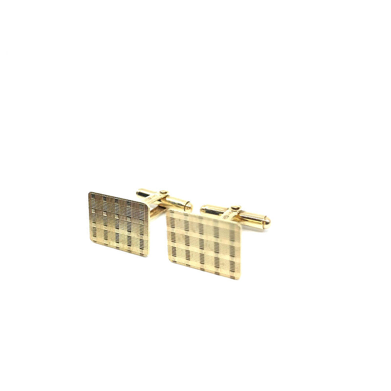 9ct Gold solid cufflinks octagonal diamond cut pattern face West Germany AD mark Pforzheim Vintage