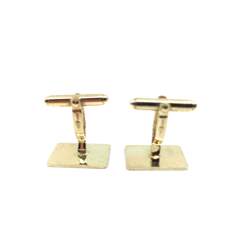9ct Gold solid cufflinks octagonal diamond cut pattern face West Germany AD mark Pforzheim Vintage