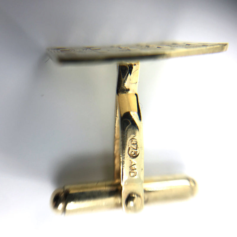 9ct Gold solid cufflinks octagonal diamond cut pattern face West Germany AD mark Pforzheim Vintage