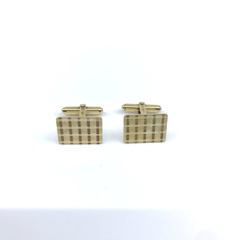 9ct Gold solid cufflinks octagonal diamond cut pattern face West Germany AD mark Pforzheim Vintage