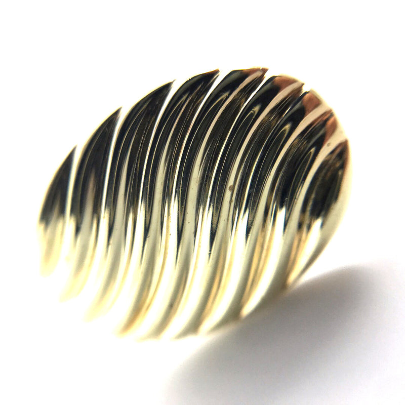 9ct Gold solid cufflinks round oval swirl ridged embossed West Germany Pforzheim AD mark