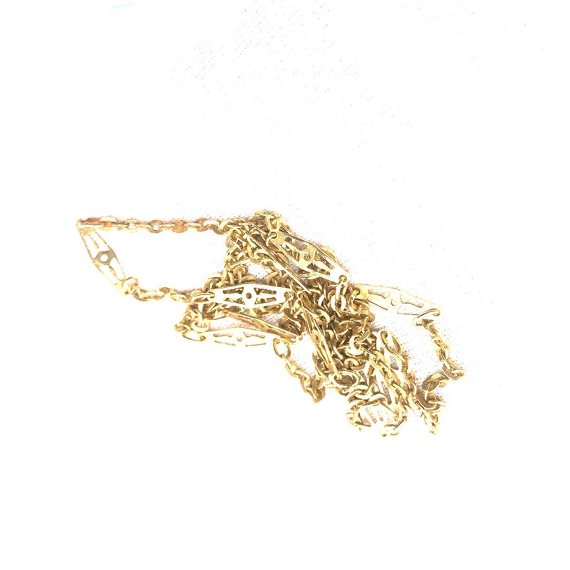 18ct gold solid flat link cable chain necklace 10.7g 88cm vintage italy made