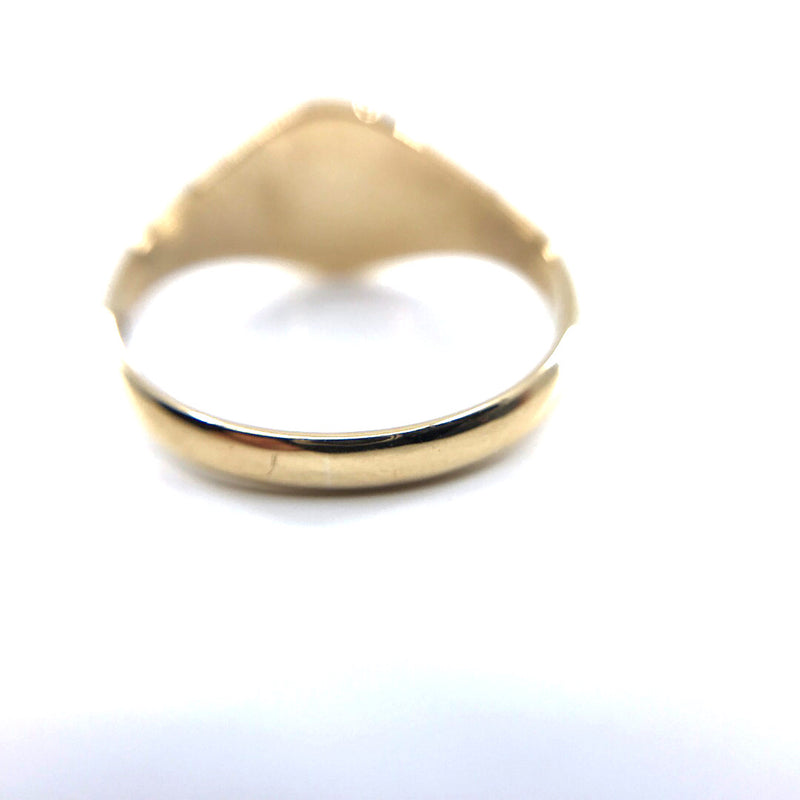 Oval 9ct yellow gold gents mens signet ring size R England London 1960s initials BB