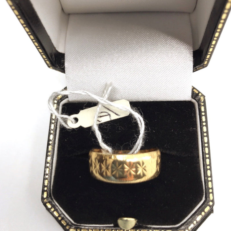 Star 18ct yellow gold gents mens signet ring size R England Birmingham 1970s