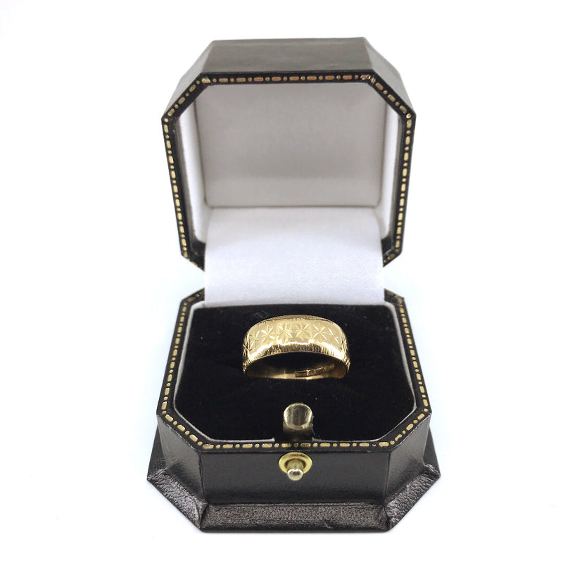 Star 18ct yellow gold gents mens signet ring size R England Birmingham 1970s
