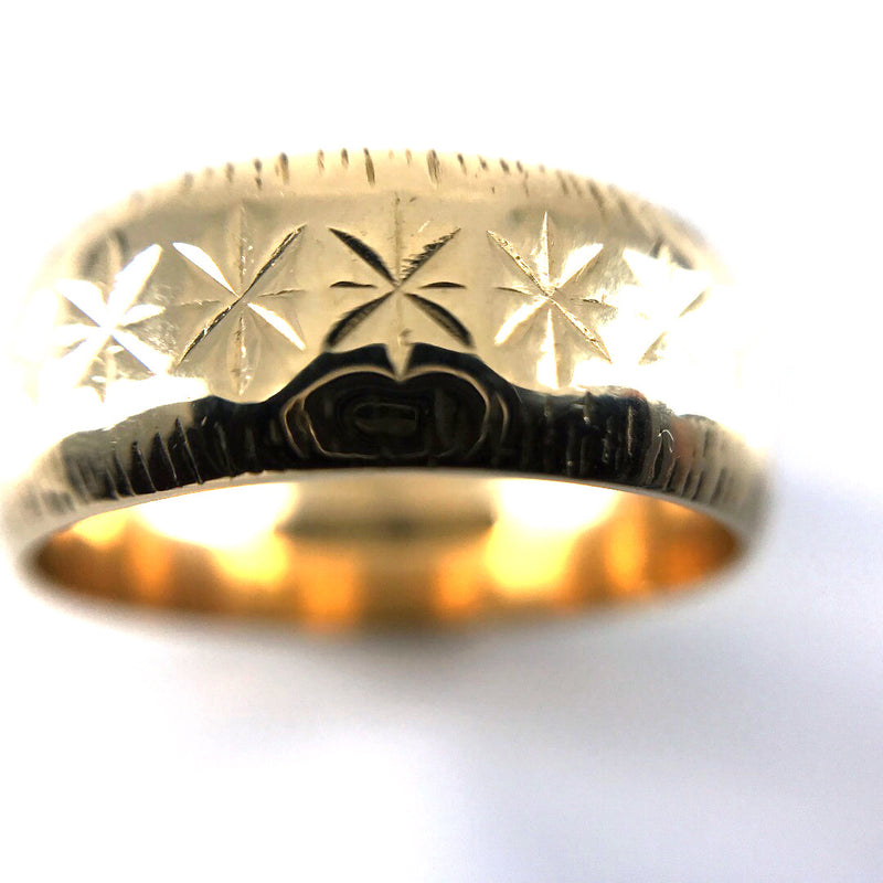 Star 18ct yellow gold gents mens signet ring size R England Birmingham 1970s