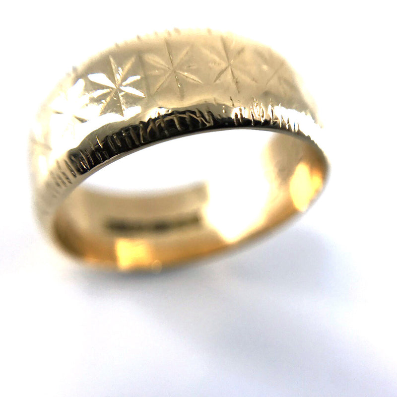 Star 18ct yellow gold gents mens signet ring size R England Birmingham 1970s