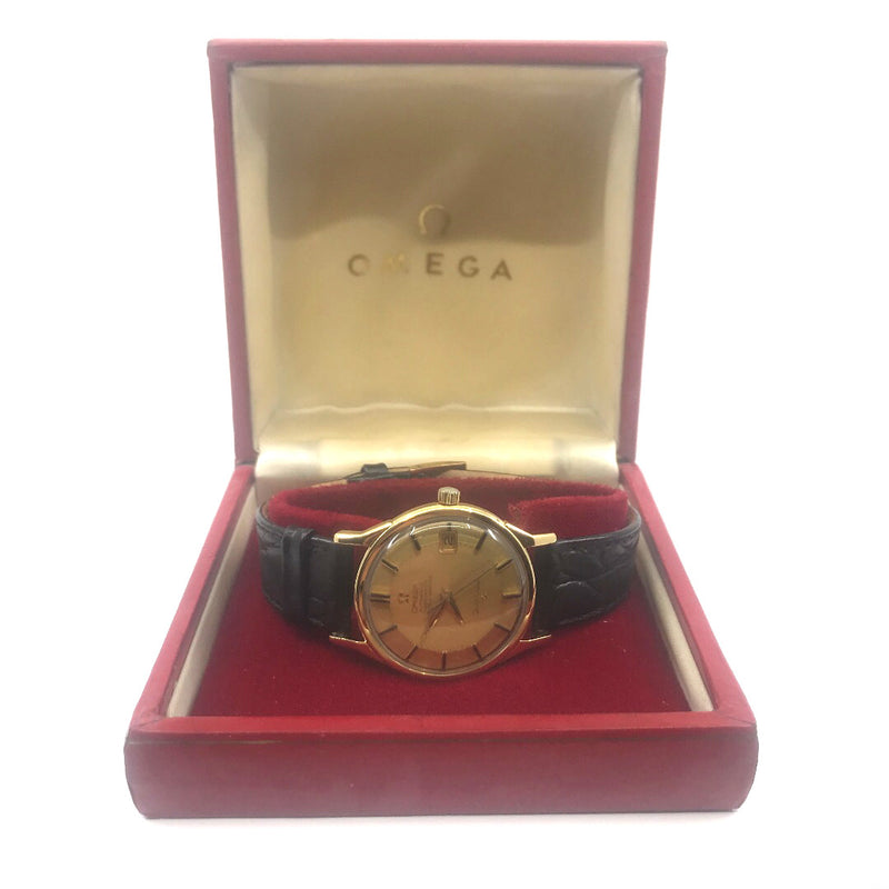 Pie Pan Omega 18K gold constellation mens wrist watch vintage rare restored serviced automatic 1960s 24 Jewels