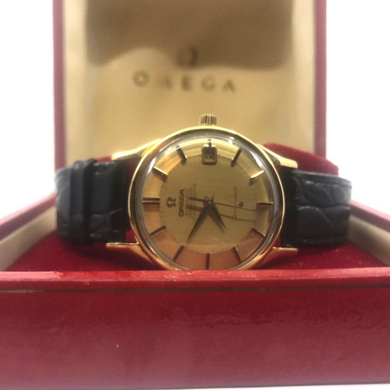 Pie Pan Omega 18K gold constellation mens wrist watch vintage rare restored serviced automatic 1960s 24 Jewels