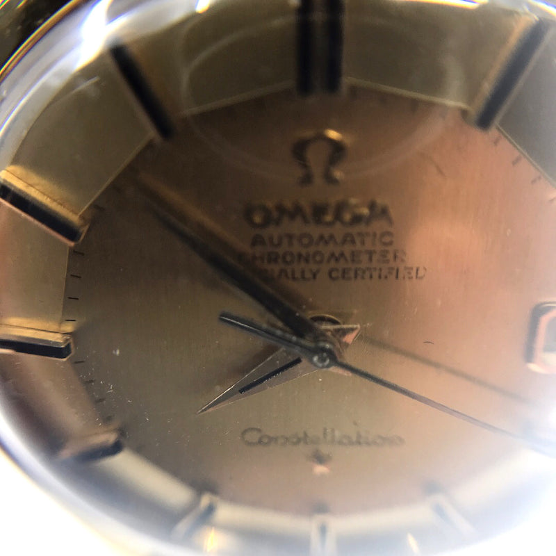 Pie Pan Omega 18K gold constellation mens wrist watch vintage rare restored serviced automatic 1960s 24 Jewels