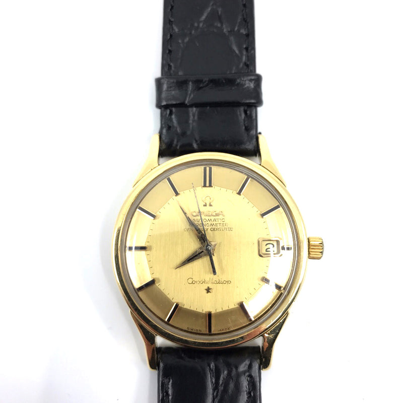 Pie Pan Omega 18K gold constellation mens wrist watch vintage rare restored serviced automatic 1960s 24 Jewels