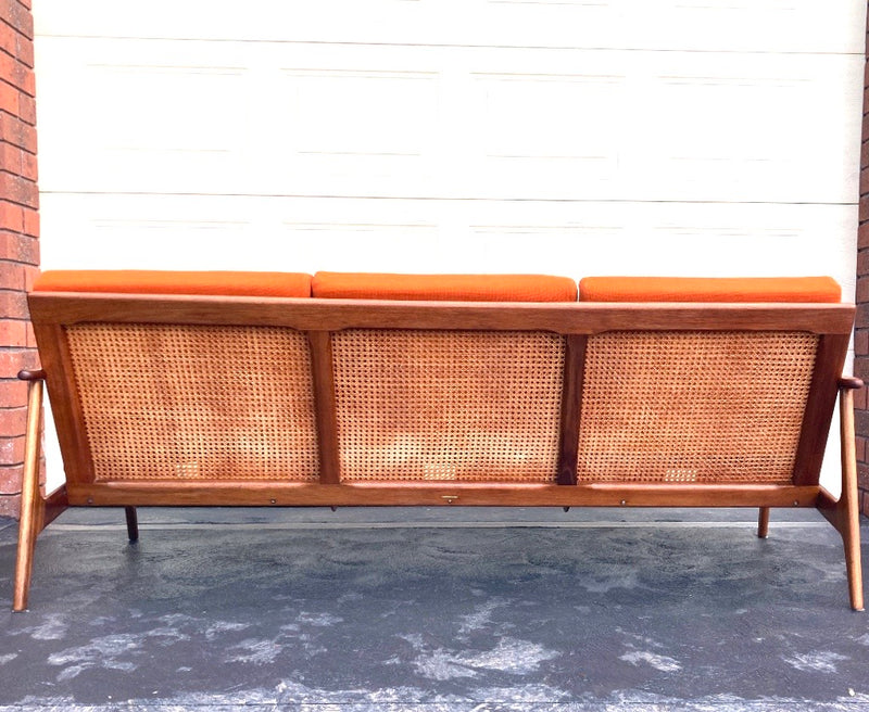 Parker rattan low 3 seater couch lounge genuine 1960s restored MCM blackwood