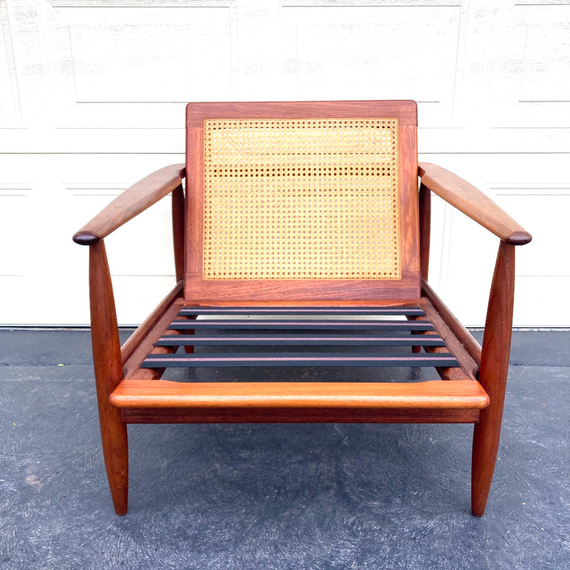 Rare Parker low line wraparound armchair genuine 1960s restored MCM rattan
