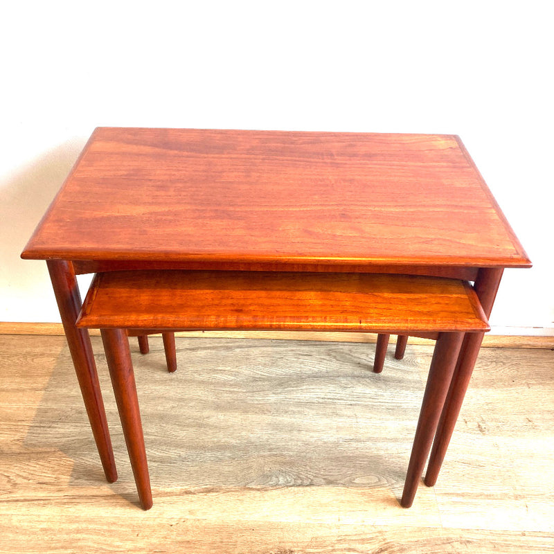 Pre order: Authentic 1960s Parker nest of tables three MCM furniture teak brown