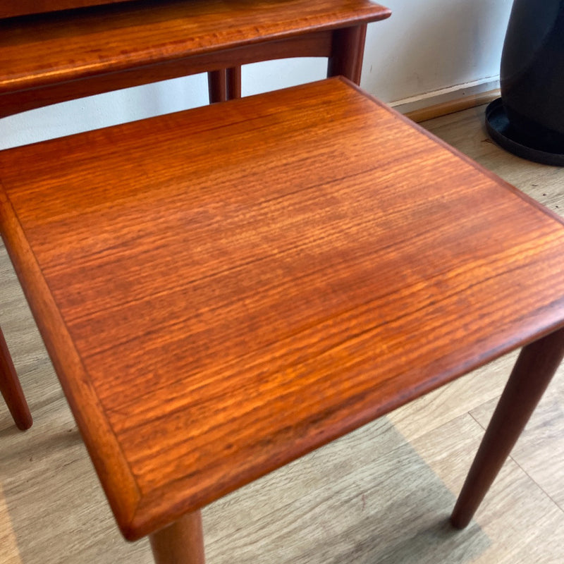 Pre order: Authentic 1960s Parker nest of tables three MCM furniture teak brown