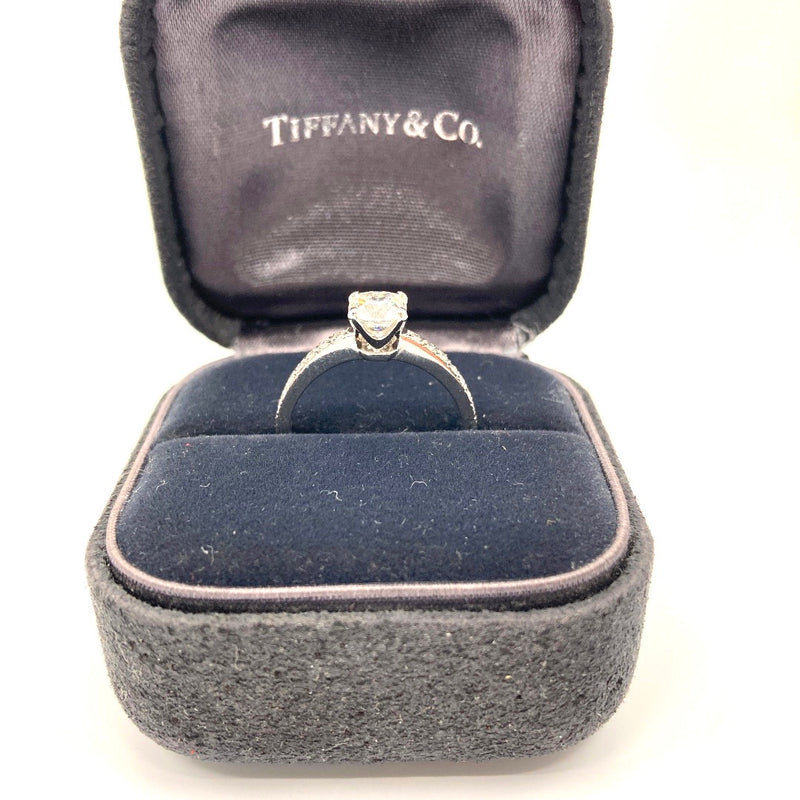 Tiffany & Co Novo Platinum diamond engagement ring matching brilliant cut diamond wedding ring