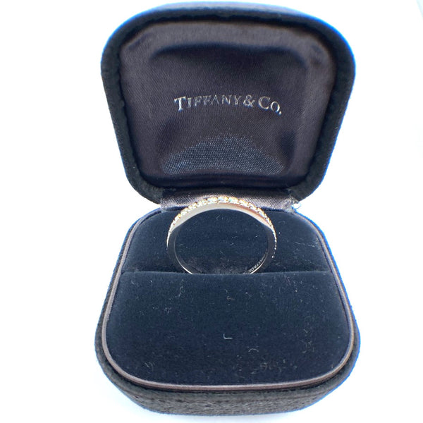 Tiffany & Co Novo Platinum diamond engagement ring matching brilliant cut diamond wedding ring