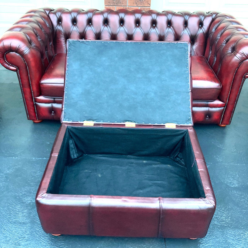 Vintage Chesterfield Leather Ox Blood Gascoigne 4 piece lounge suite restored