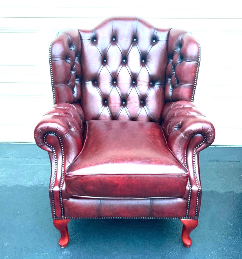 Vintage Chesterfield Leather Ox Blood Gascoigne 4 piece lounge suite restored