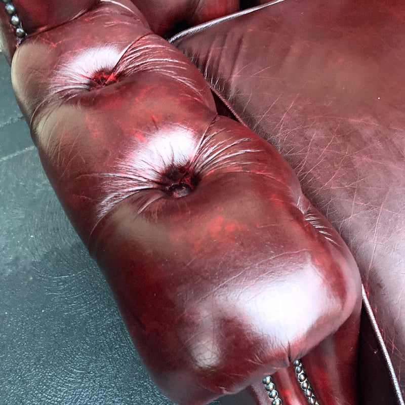 Vintage Chesterfield Leather Ox Blood Gascoigne 4 piece lounge suite restored