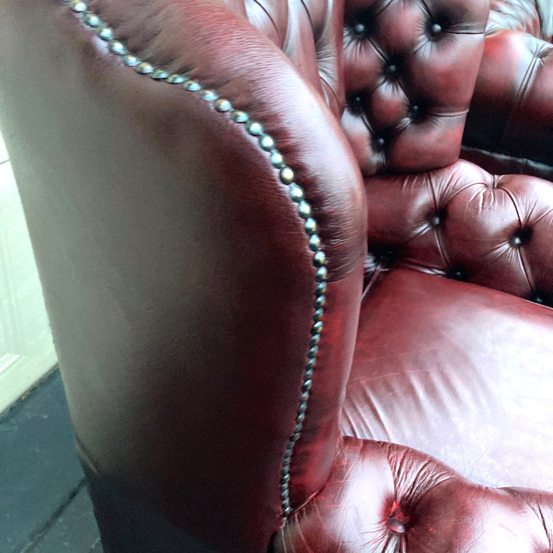 Vintage Chesterfield Leather Ox Blood Gascoigne 4 piece lounge suite restored