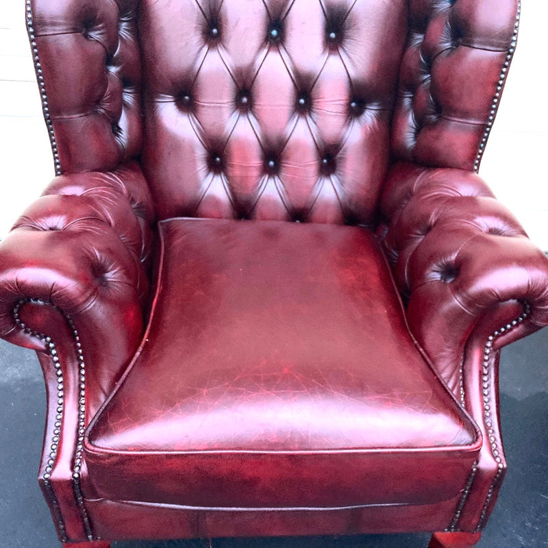 Vintage Chesterfield Leather Ox Blood Gascoigne 4 piece lounge suite restored