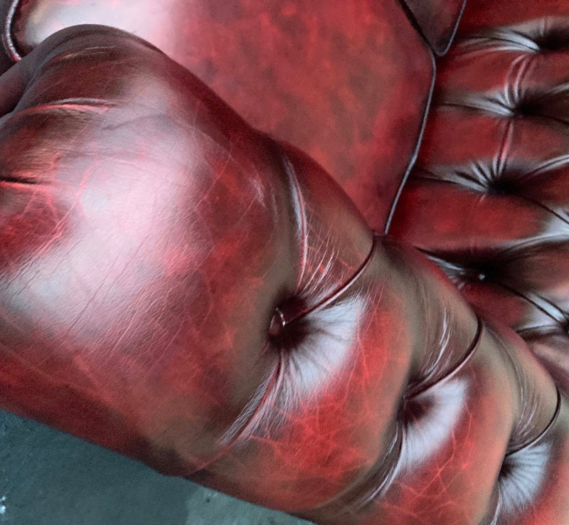 Vintage Chesterfield Leather Ox Blood Gascoigne 4 piece lounge suite restored