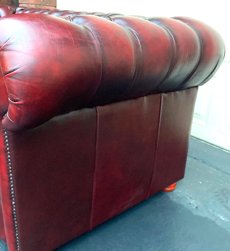 Vintage Chesterfield Leather Ox Blood Gascoigne 4 piece lounge suite restored