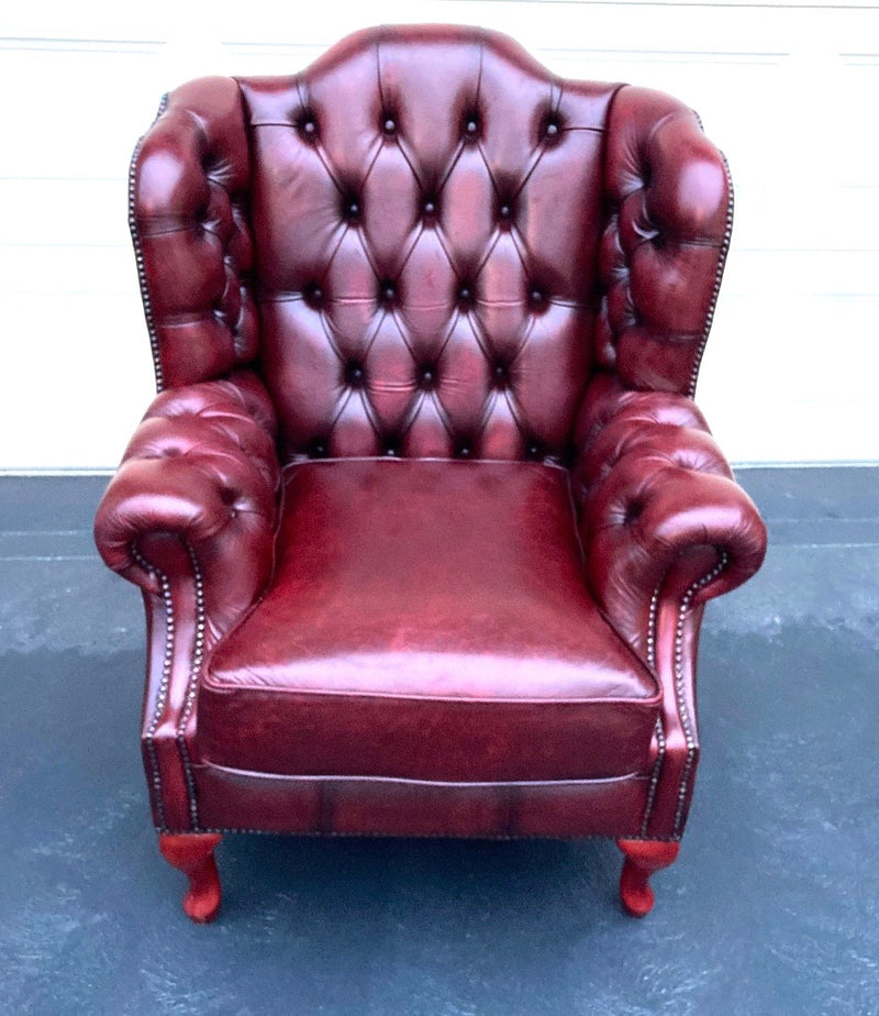 Vintage Chesterfield Leather Ox Blood Gascoigne 4 piece lounge suite restored
