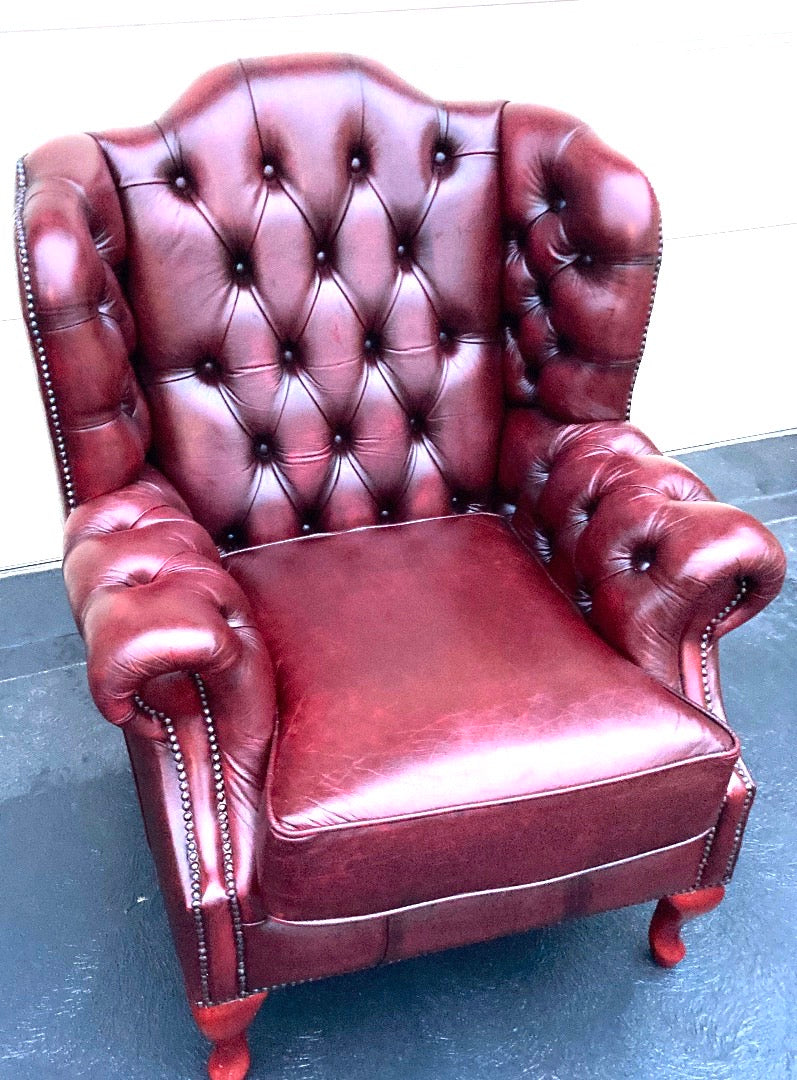 Vintage Chesterfield Leather Ox Blood Gascoigne 4 piece lounge suite restored