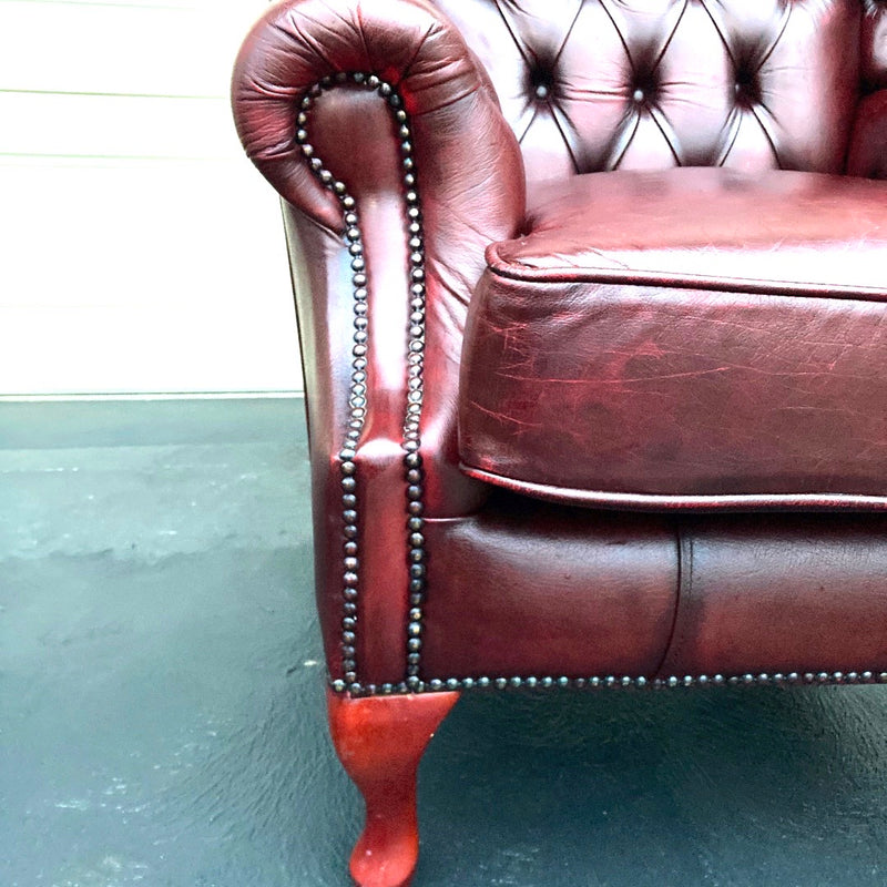 Vintage Chesterfield Leather Ox Blood Gascoigne 4 piece lounge suite restored
