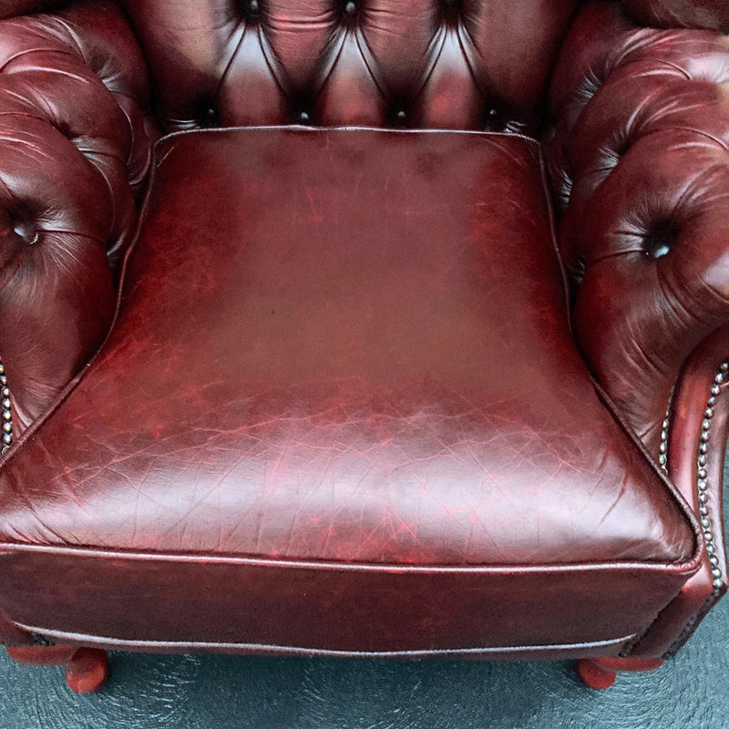 Vintage Chesterfield Leather Ox Blood Gascoigne 4 piece lounge suite restored