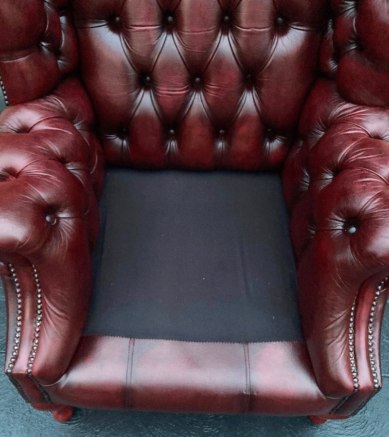 Vintage Chesterfield Leather Ox Blood Gascoigne 4 piece lounge suite restored