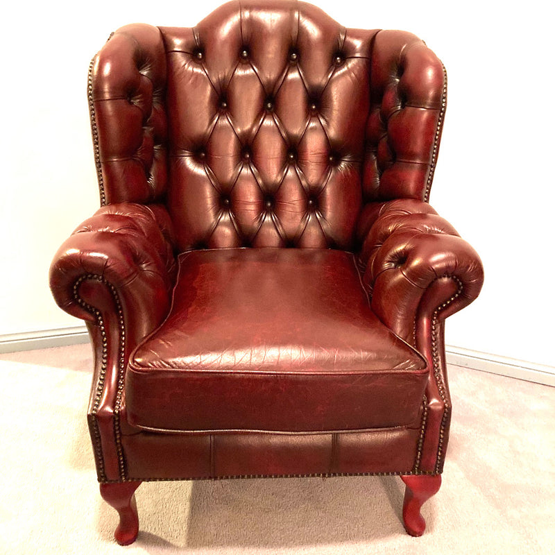 Vintage Chesterfield Leather Ox Blood Gascoigne 4 piece lounge suite restored