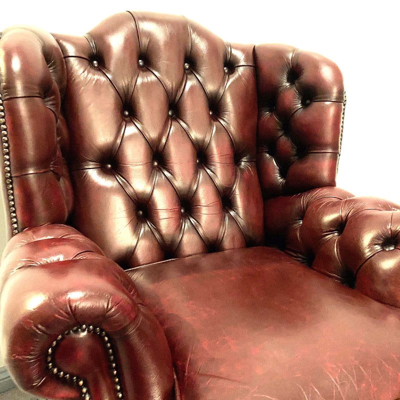 Vintage Chesterfield Leather Ox Blood Gascoigne 4 piece lounge suite restored