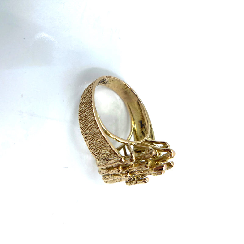 14ct solid gold mid century unisex ring Size N Game of thrones 1970s