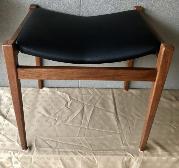 Authentic Parker stool for Nordic dresser table 1960s black leather vinyl rare