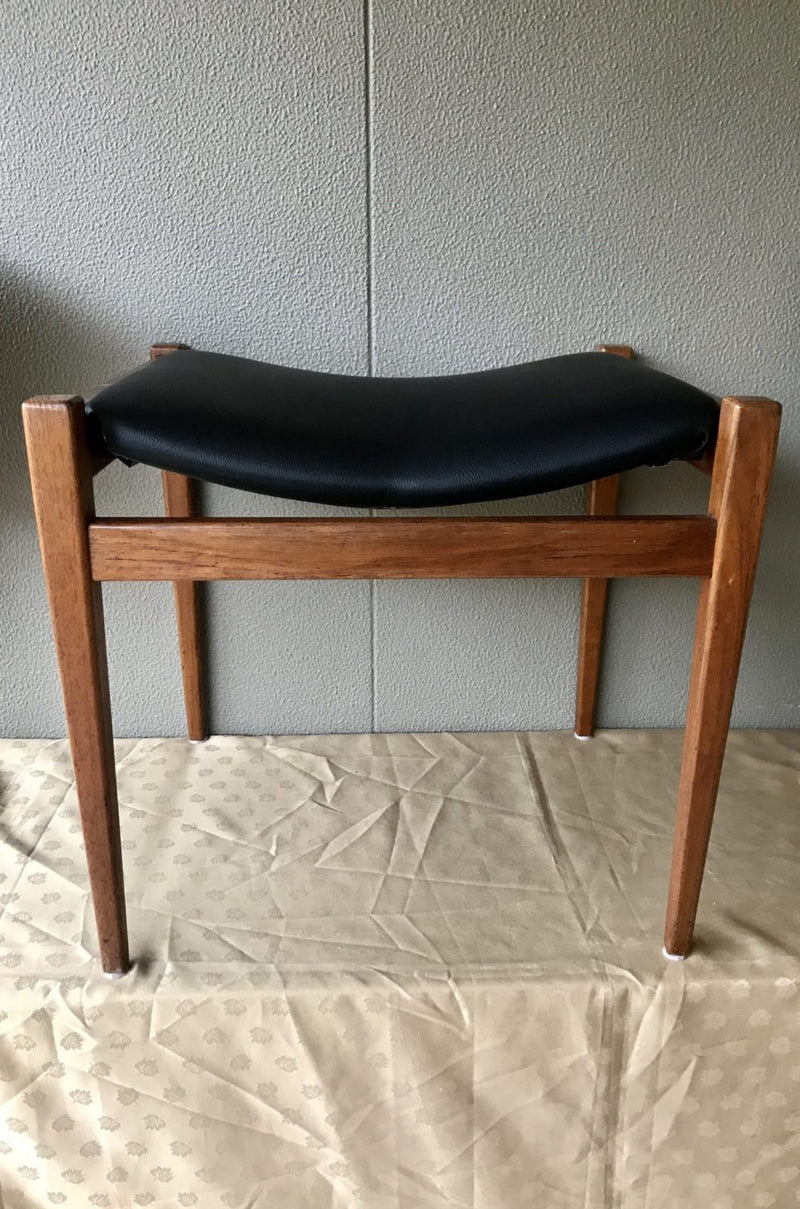 Authentic Parker stool for Nordic dresser table 1960s black leather vinyl rare