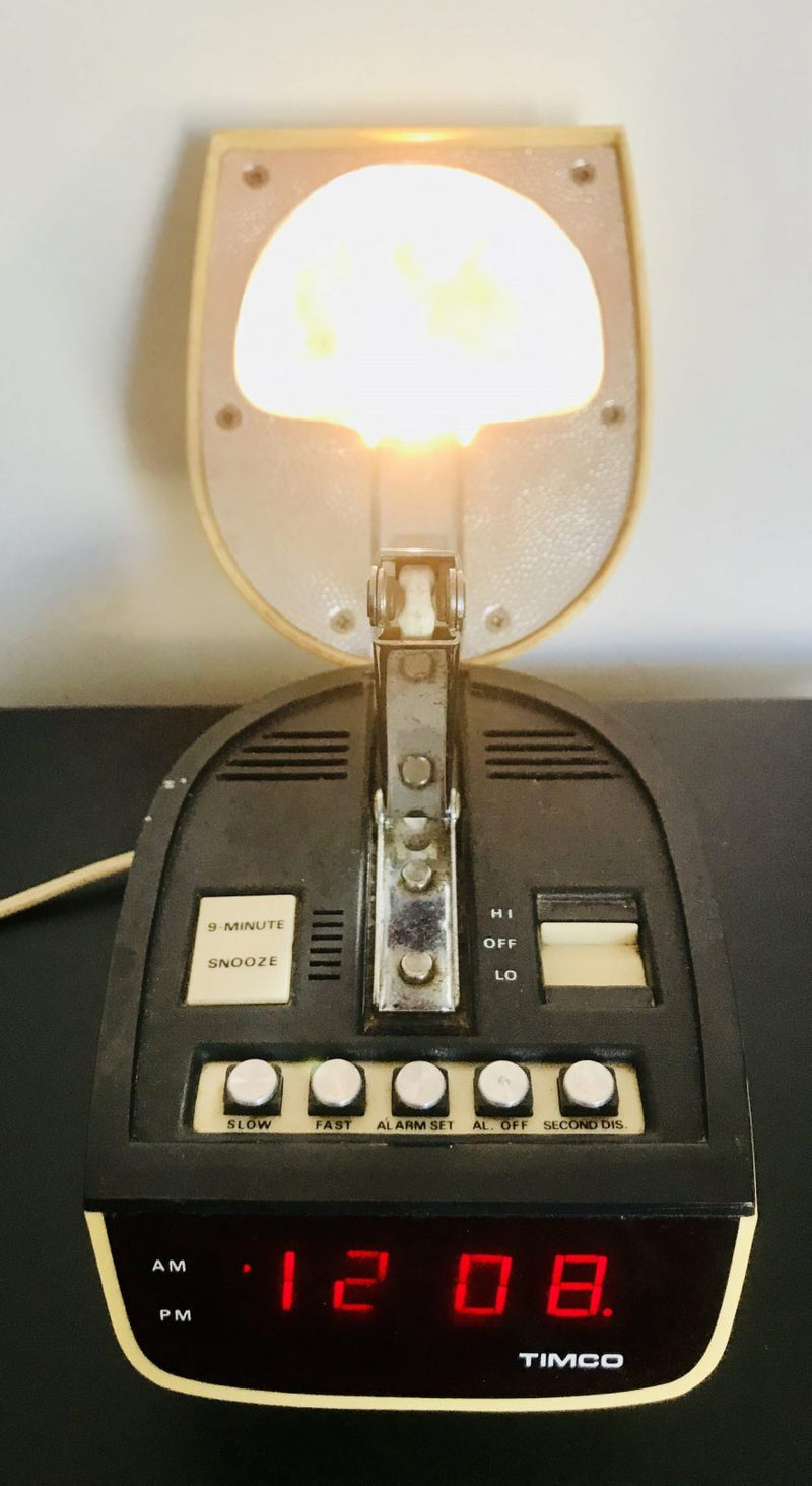 Timco Led Clock Radio Space Lamp Ivory Black 1970s retro Hong Kong