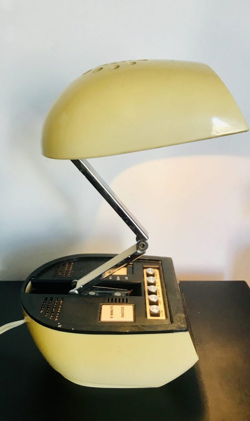 Timco Led Clock Radio Space Lamp Ivory Black 1970s retro Hong Kong