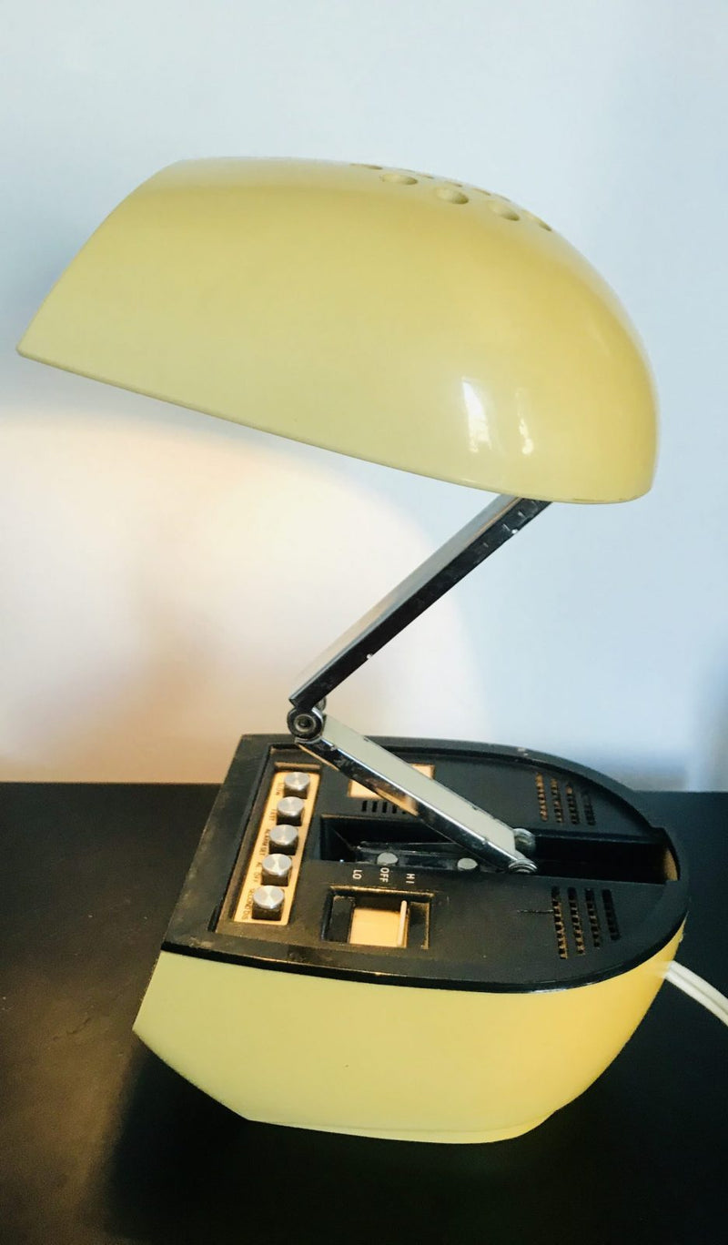 Timco Led Clock Radio Space Lamp Ivory Black 1970s retro Hong Kong