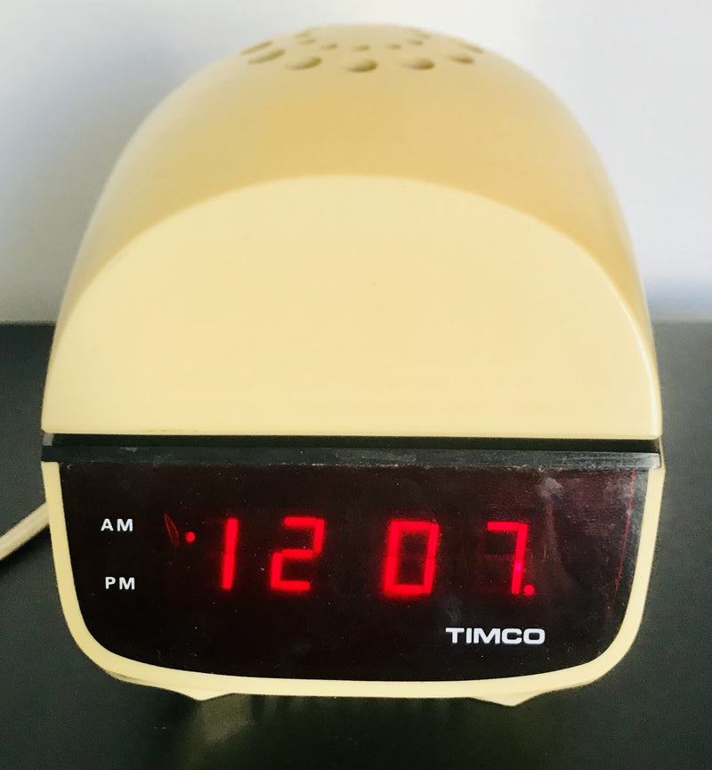 Timco Led Clock Radio Space Lamp Ivory Black 1970s retro Hong Kong