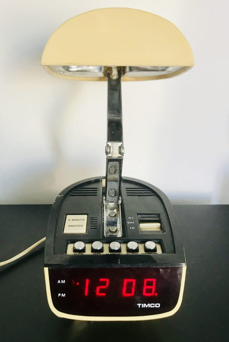 Timco Led Clock Radio Space Lamp Ivory Black 1970s retro Hong Kong